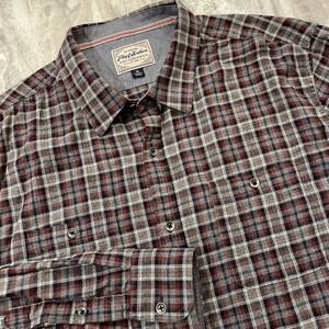 Flag & Anthem Men's XL Plaid Cotton Button Down Shirt Red Gray Blue Americana